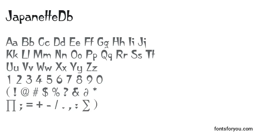 JapanetteDbフォント–アルファベット、数字、特殊文字