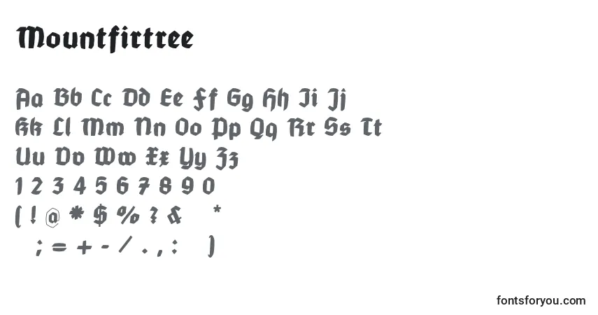 Schriftart Mountfirtree – Alphabet, Zahlen, spezielle Symbole