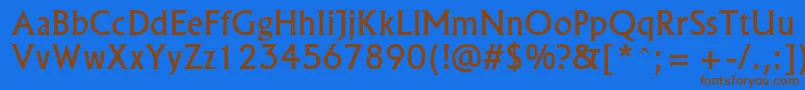 フォントAlaska – 茶色の文字が青い背景にあります。