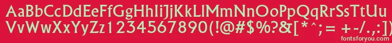 フォントAlaska – 赤い背景に緑の文字