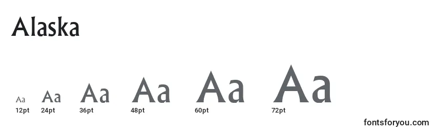 Размеры шрифта Alaska