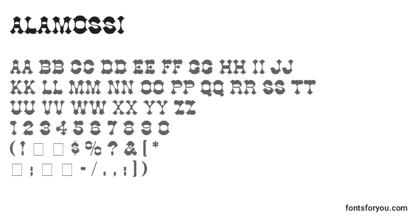 Czcionka AlamoSsi – alfabet, cyfry, specjalne znaki