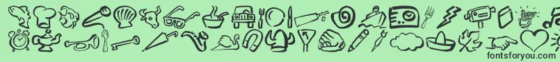 DfDiversitiesLetPlain.1.0 Font – Black Fonts on Green Background