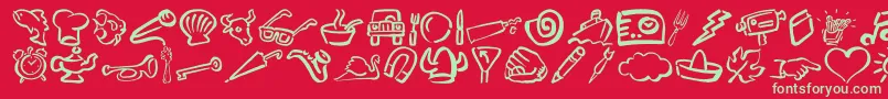 DfDiversitiesLetPlain.1.0 Font – Green Fonts on Red Background