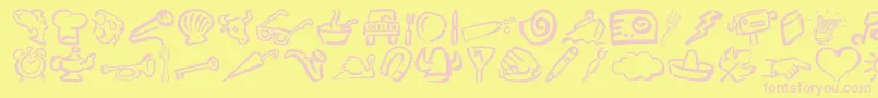 DfDiversitiesLetPlain.1.0 Font – Pink Fonts on Yellow Background