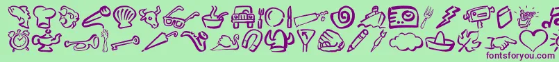 DfDiversitiesLetPlain.1.0 Font – Purple Fonts on Green Background