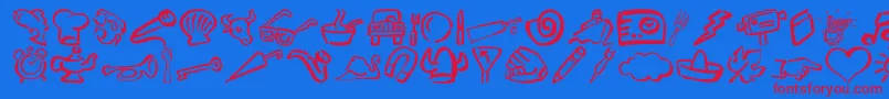 DfDiversitiesLetPlain.1.0 Font – Red Fonts on Blue Background