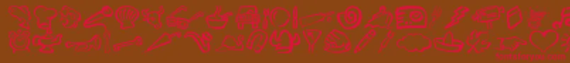 DfDiversitiesLetPlain.1.0 Font – Red Fonts on Brown Background