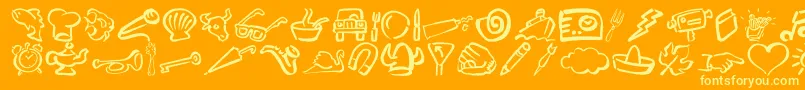 DfDiversitiesLetPlain.1.0 Font – Yellow Fonts on Orange Background