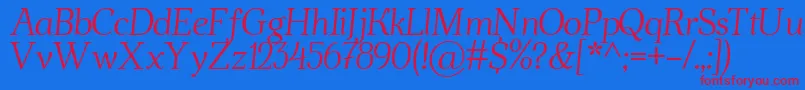 フォントAhellyaItalic – 赤い文字の青い背景