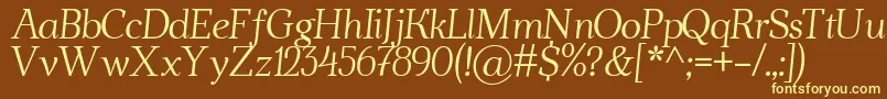 AhellyaItalic-Schriftart – Gelbe Schriften auf braunem Hintergrund