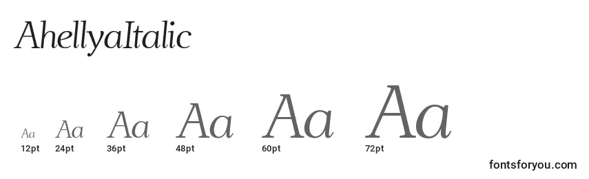 Размеры шрифта AhellyaItalic