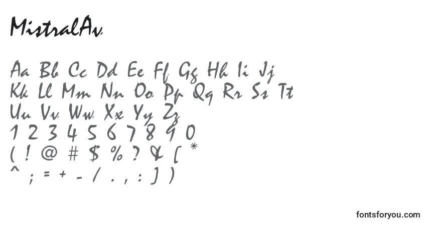 Schriftart MistralAv – Alphabet, Zahlen, spezielle Symbole