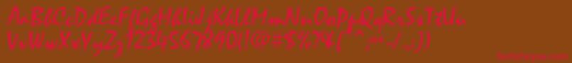 フォントMistralAv – 赤い文字が茶色の背景にあります。
