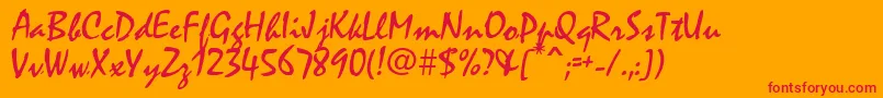 フォントMistralAv – オレンジの背景に赤い文字