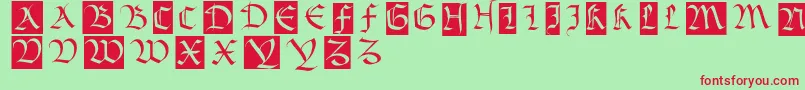 フォントBastardamajuskel1300 – 赤い文字の緑の背景