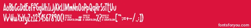 Scribbletdemo-Schriftart – Weiße Schriften auf rotem Hintergrund