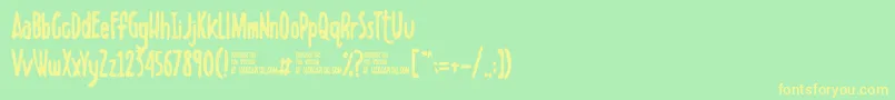 Scribbletdemo-Schriftart – Gelbe Schriften auf grünem Hintergrund
