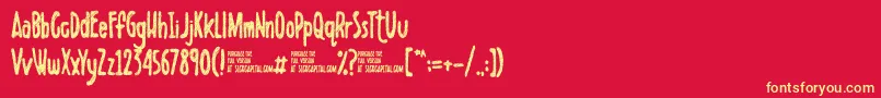 Scribbletdemo-Schriftart – Gelbe Schriften auf rotem Hintergrund