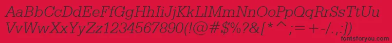 SerifaLightItalicBt Font – Black Fonts on Red Background
