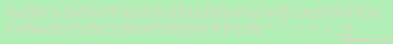 SerifaLightItalicBt Font – Pink Fonts on Green Background