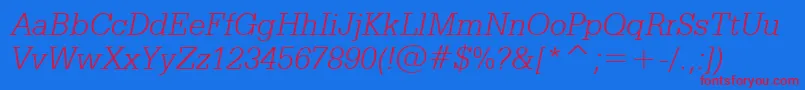 SerifaLightItalicBt Font – Red Fonts on Blue Background