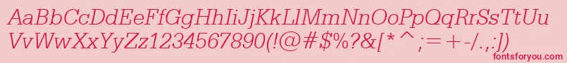 SerifaLightItalicBt Font – Red Fonts on Pink Background