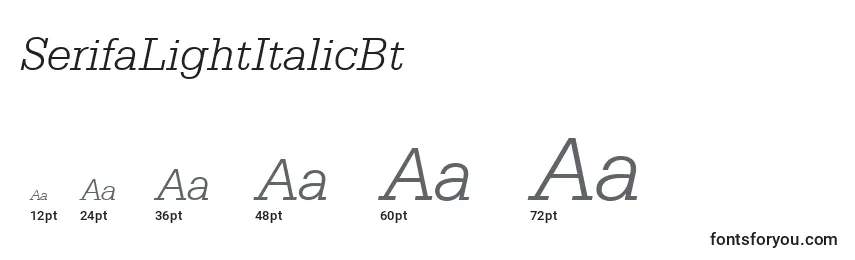 Размеры шрифта SerifaLightItalicBt