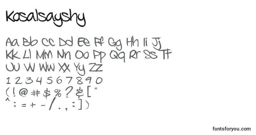 Schriftart Kosalsayshy – Alphabet, Zahlen, spezielle Symbole
