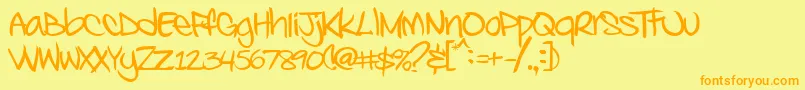 Kosalsayshy-Schriftart – Orangefarbene Schriften auf gelbem Hintergrund