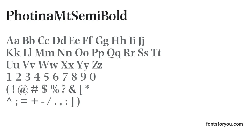 A fonte PhotinaMtSemiBold – alfabeto, números, caracteres especiais