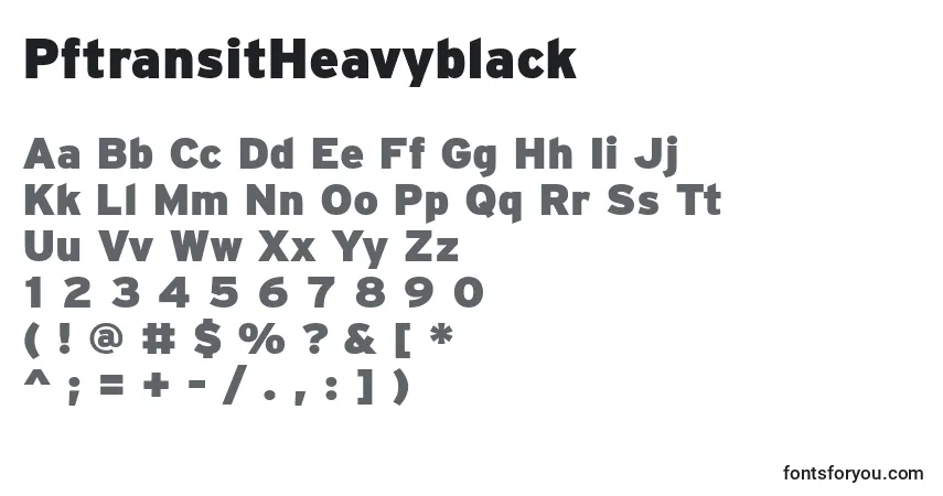 Schriftart PftransitHeavyblack – Alphabet, Zahlen, spezielle Symbole