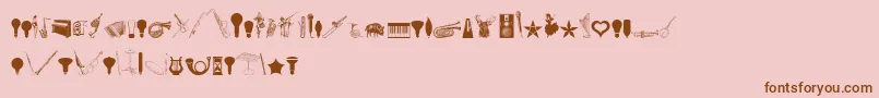 Fonte CornucopiaOfDingbatsEight – fontes marrons em um fundo rosa