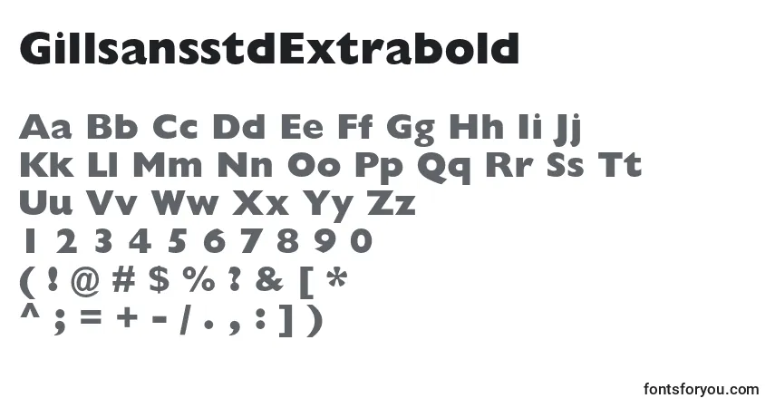 Шрифт GillsansstdExtrabold – алфавит, цифры, специальные символы