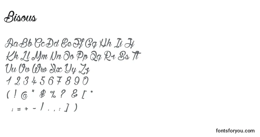 A fonte BisousСЊ – alfabeto, números, caracteres especiais