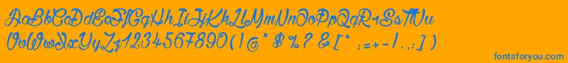BisousСЊ Font – Blue Fonts on Orange Background