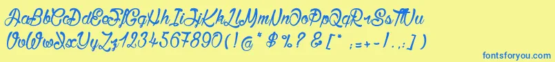 BisousСЊ Font – Blue Fonts on Yellow Background