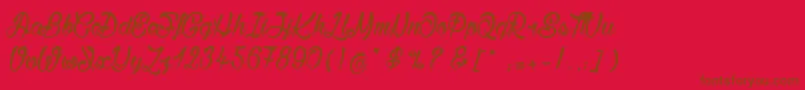 BisousСЊ Font – Brown Fonts on Red Background