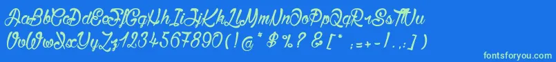 BisousСЊ Font – Green Fonts on Blue Background