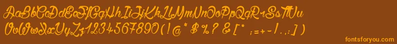 BisousСЊ Font – Orange Fonts on Brown Background