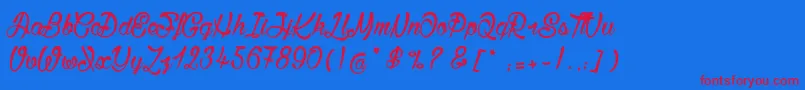 BisousСЊ Font – Red Fonts on Blue Background