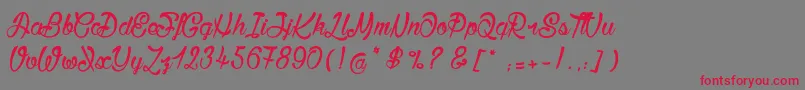 フォントBisousСЊ – 赤い文字の灰色の背景