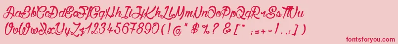 BisousСЊ Font – Red Fonts on Pink Background