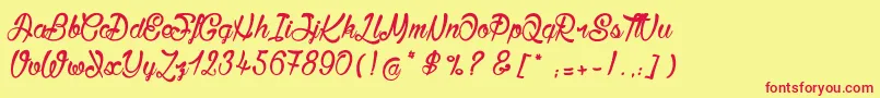 フォントBisousСЊ – 赤い文字の黄色い背景