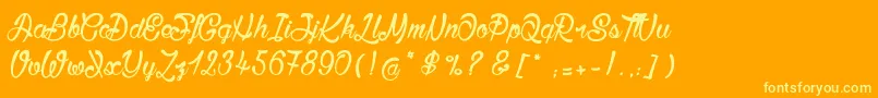 BisousСЊ Font – Yellow Fonts on Orange Background