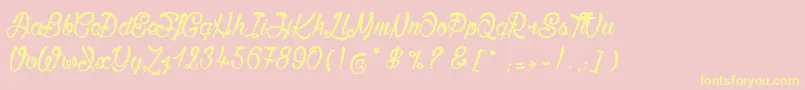 BisousСЊ Font – Yellow Fonts on Pink Background