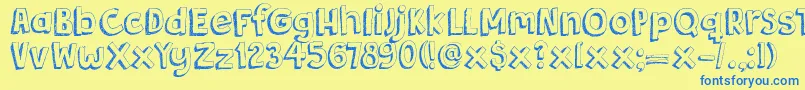 DkBergelmir Font – Blue Fonts on Yellow Background