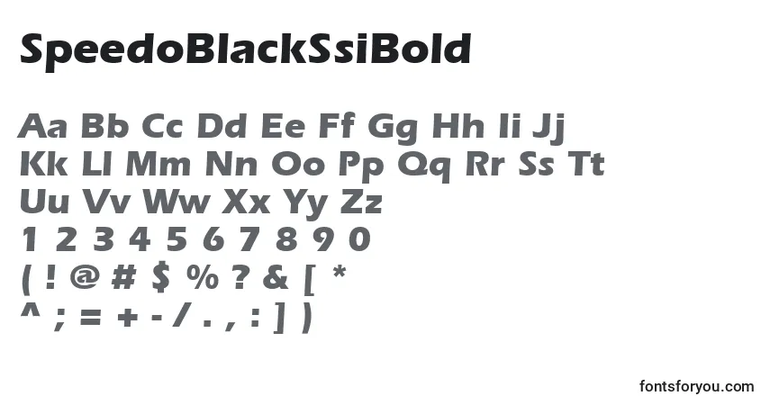 Czcionka SpeedoBlackSsiBold – alfabet, cyfry, specjalne znaki