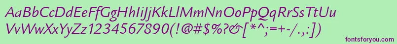 LegacySansItcBookItalic Font – Purple Fonts on Green Background