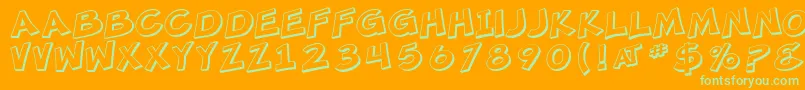 SfMincedMeatShaded-Schriftart – Grüne Schriften auf orangefarbenem Hintergrund